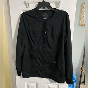 Women’s black scrub jacket size medium